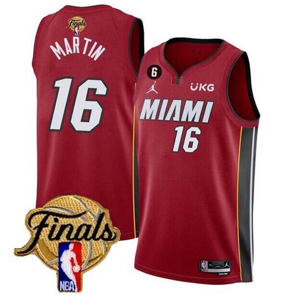 Men's Miami Heat #16 Caleb Martin Red 2023 Finals Statement Edition With NO.6 Patch Stitched Basketball Jersey,We sell and wholesale Men's Miami Heat #16 Caleb Martin Red 2023 Finals Statement Edition With NO.6 Patch Stitched Basketball Jersey on line form chian!